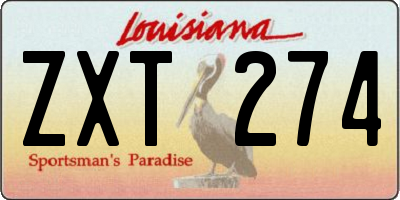 LA license plate ZXT274