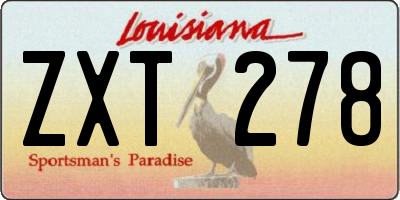 LA license plate ZXT278