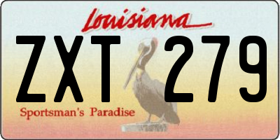 LA license plate ZXT279