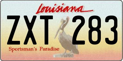 LA license plate ZXT283