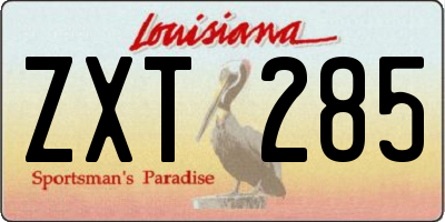LA license plate ZXT285