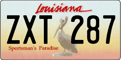 LA license plate ZXT287
