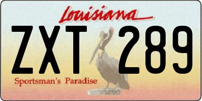 LA license plate ZXT289