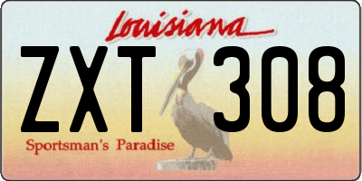 LA license plate ZXT308