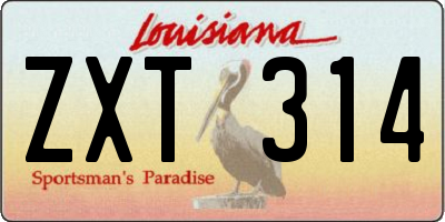 LA license plate ZXT314