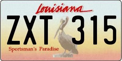 LA license plate ZXT315