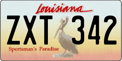 LA license plate ZXT342