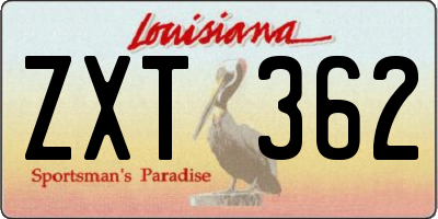 LA license plate ZXT362
