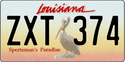 LA license plate ZXT374