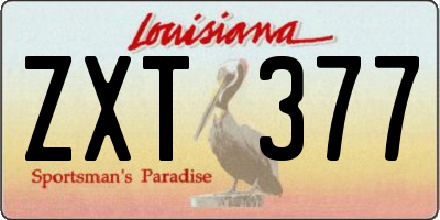 LA license plate ZXT377