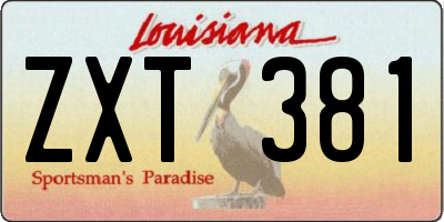 LA license plate ZXT381