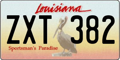 LA license plate ZXT382