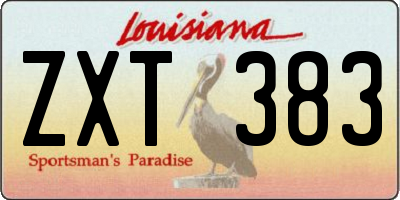 LA license plate ZXT383