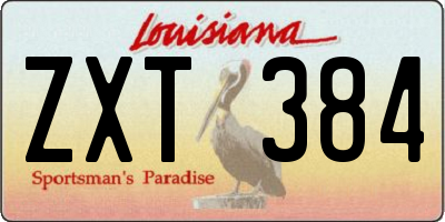 LA license plate ZXT384