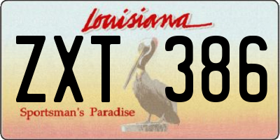 LA license plate ZXT386