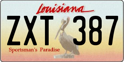 LA license plate ZXT387