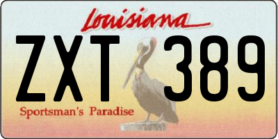 LA license plate ZXT389