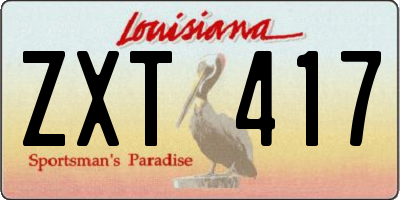 LA license plate ZXT417