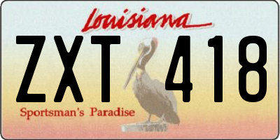 LA license plate ZXT418