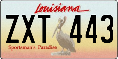 LA license plate ZXT443