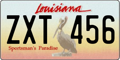 LA license plate ZXT456