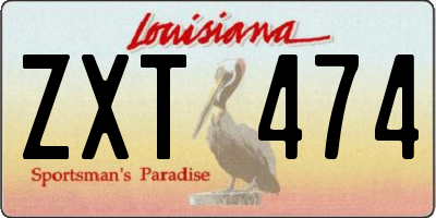 LA license plate ZXT474