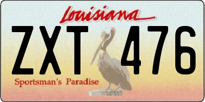 LA license plate ZXT476