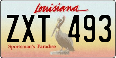 LA license plate ZXT493