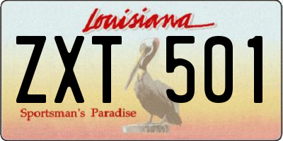 LA license plate ZXT501