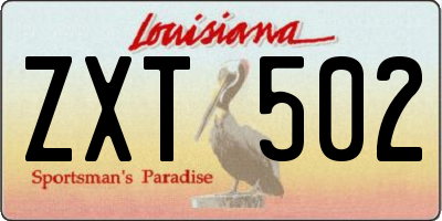 LA license plate ZXT502