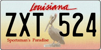 LA license plate ZXT524