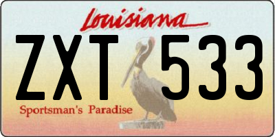 LA license plate ZXT533