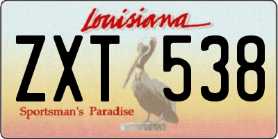 LA license plate ZXT538