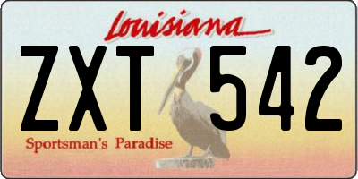 LA license plate ZXT542