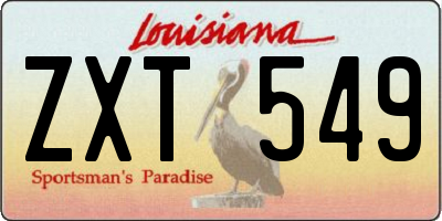 LA license plate ZXT549