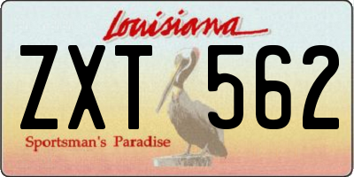 LA license plate ZXT562