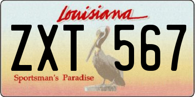 LA license plate ZXT567