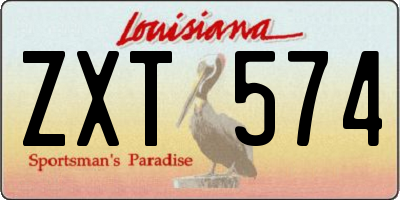 LA license plate ZXT574