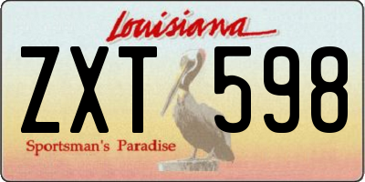 LA license plate ZXT598