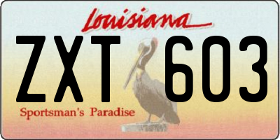 LA license plate ZXT603