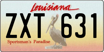 LA license plate ZXT631