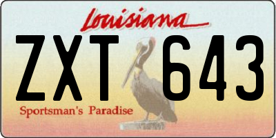 LA license plate ZXT643