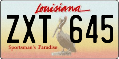 LA license plate ZXT645