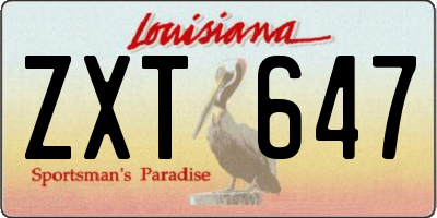 LA license plate ZXT647