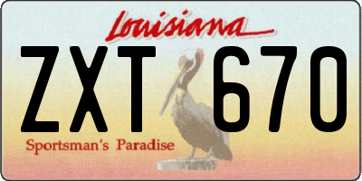 LA license plate ZXT670