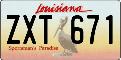 LA license plate ZXT671