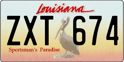 LA license plate ZXT674