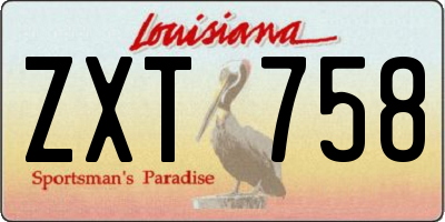 LA license plate ZXT758