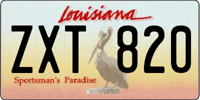 LA license plate ZXT820