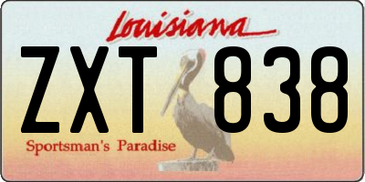 LA license plate ZXT838